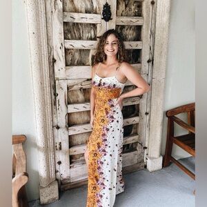 Free People White and Yellow Floral Maxi Dress